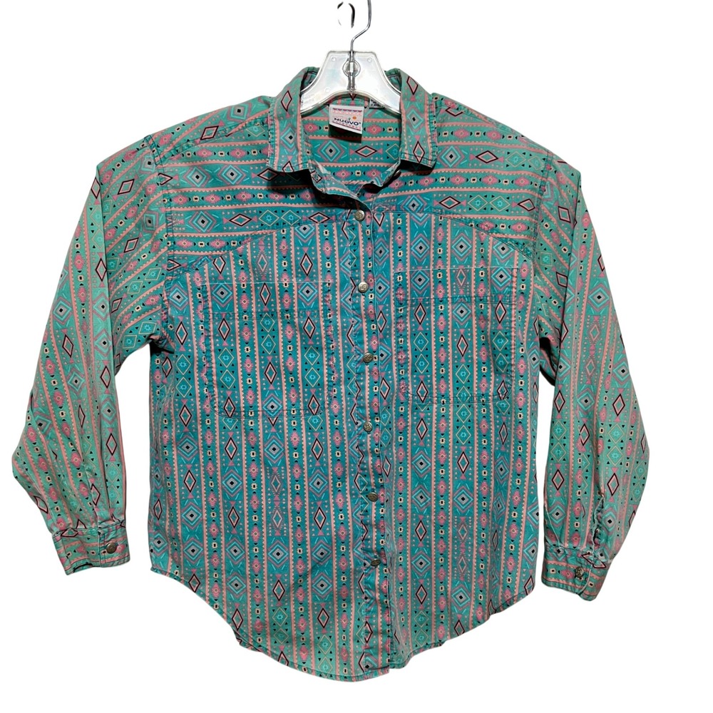 Nuovo Southwestern Geometric Print Long‎ Sleeve Button Up Shirt Size Medium